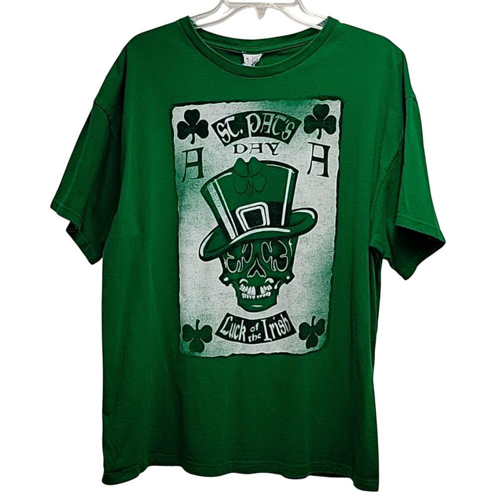 Delta Pro Weight St. Patricks Day Green T-shirt with Skull in Hat Men's Size XL